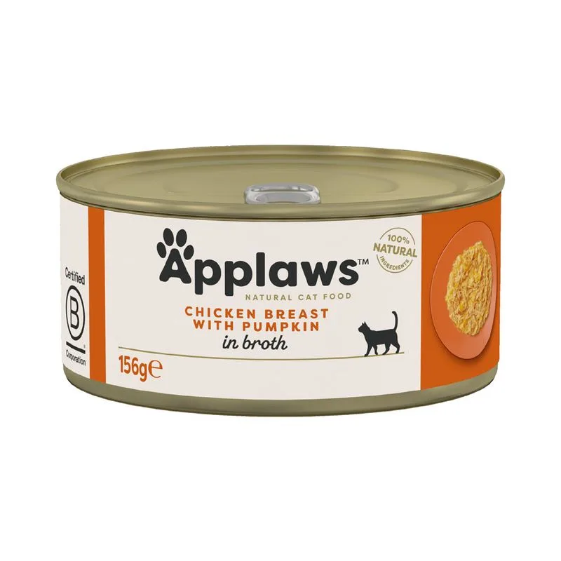 Applaws in Brodo 12 x 156 g Alimento umido per gatti (Pollo con Zucca)