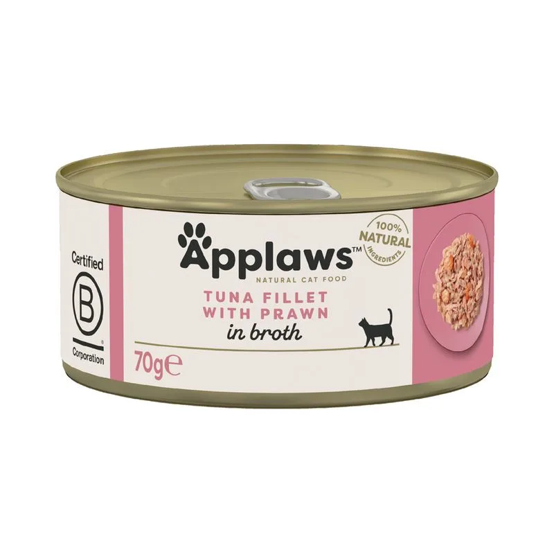 Applaws in Brodo 12 x 70 g (Filetto di Tonno con Gamberetti)