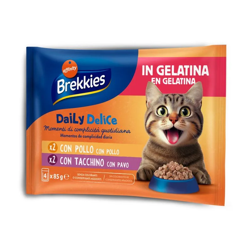 Brekkies Daily Delice 12 x 85 g (Pollo & Tacchino in Gelatina)