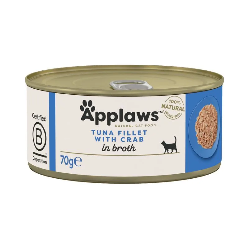 Applaws in Brodo 12 x 70 g (Filetto di Tonno con Granchio)