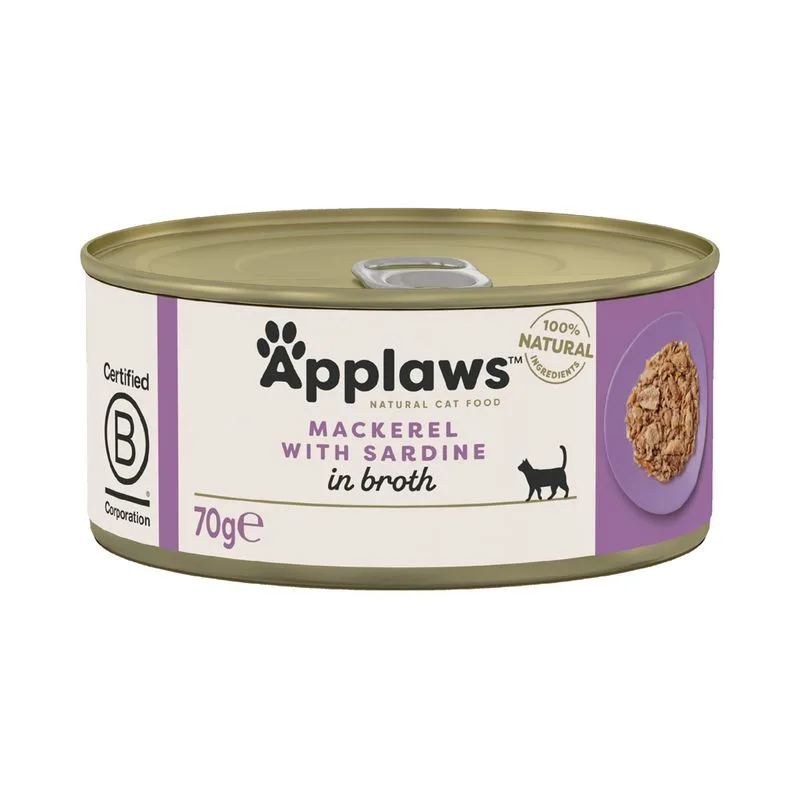 Applaws in Brodo 12 x 70 g (Sgombro con Sardine)