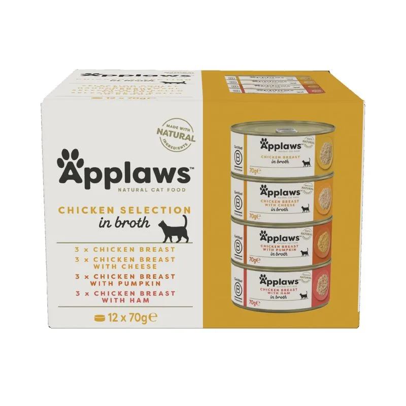 Applaws in Brodo 24 x 70 g (Selezione Pollo (4 gusti al Pollo))