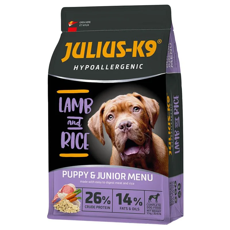 JULIUS-K9 High Premium Puppy & Junior Hypoallergenic Agnello secco per cane (- Set %: 2 x 12 kg)