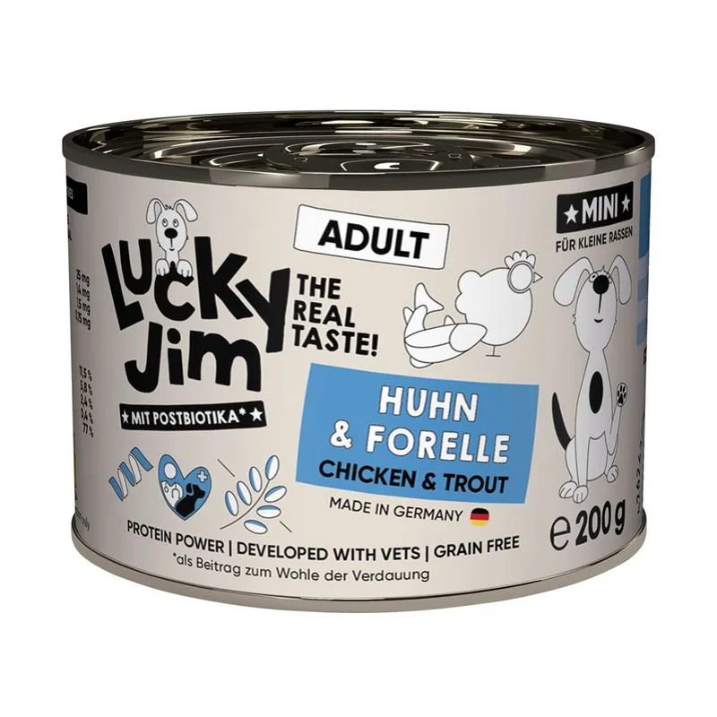 Lucky Jim MINI Adult 24 x 200 g (Pollo & Trota)