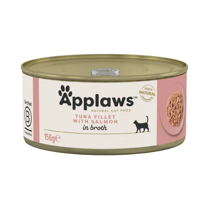 Applaws in brodo 48 x 156 g umido per gatto (Filetto di Tonno e Salmone)
