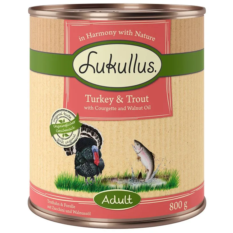 Lukullus Adult senza cereali 6 x 800 g (NOVITÀ: Tacchino & Trota)