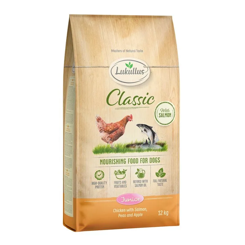 Lukullus Classic Junior Pollo & Salmone (Set %: 2 x 12 kg Nuova ricetta)