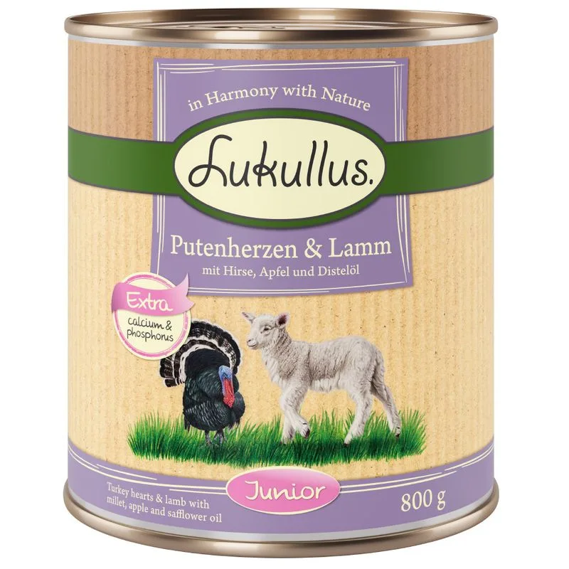 Lukullus Junior 24 x 800 g (Cuori di Tacchino & Agnello)