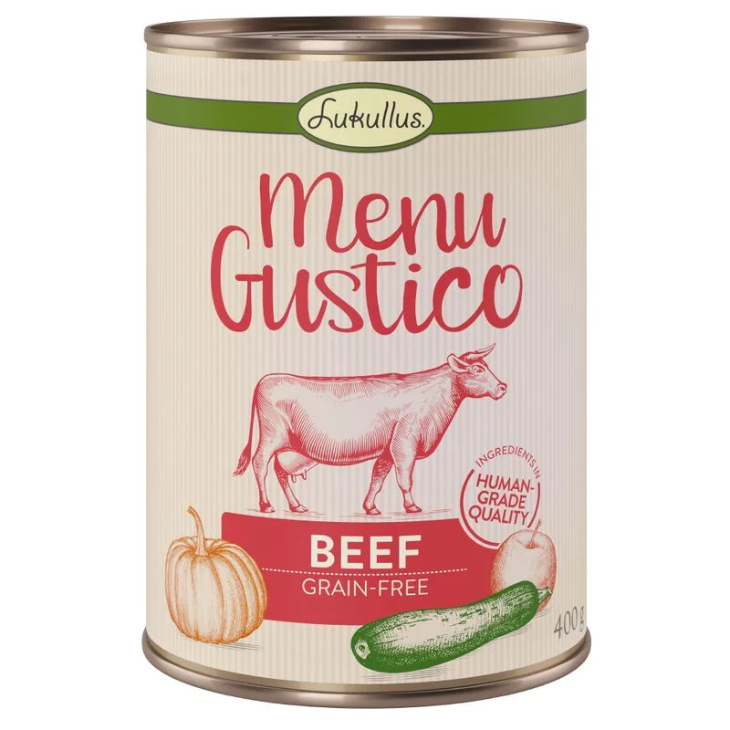 Lukullus Menu Gustico  - Senza cereali 24 x 400 g (Manzo con Zucca, Mela & Origano)