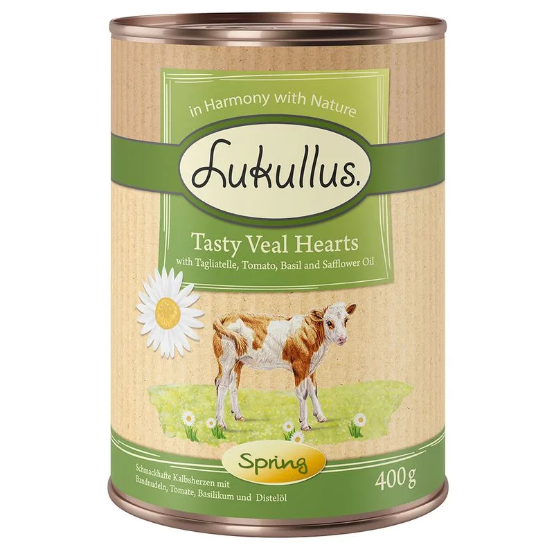 Lukullus Menù Primaverile: Raffinati Cuori di Vitello Umido cane (Set %: 24 x 400 g)