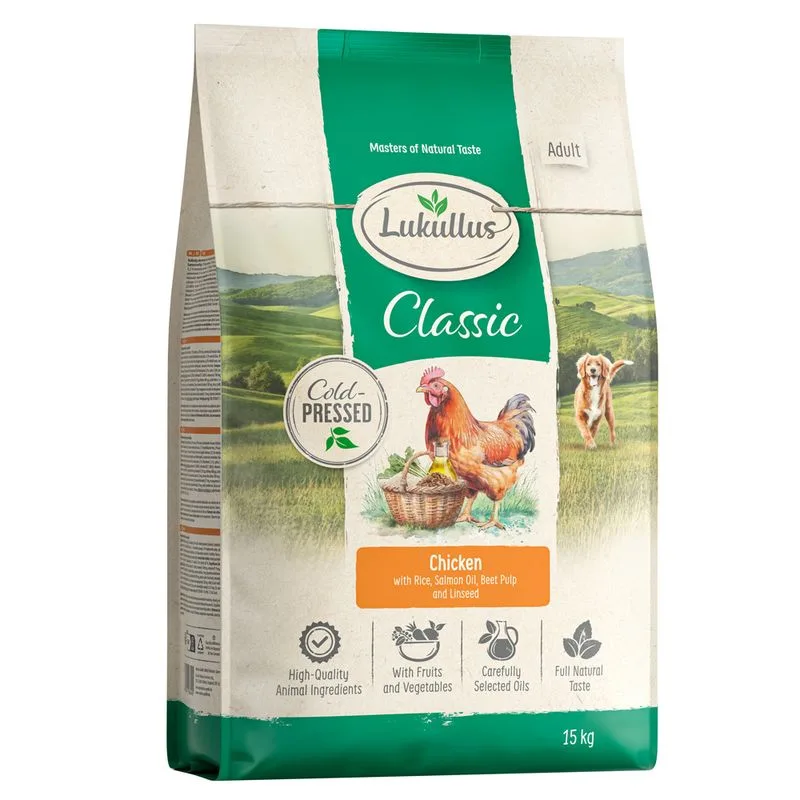 Lukullus Naturale pressato a freddo Pollo & Riso integrale (Set %: 2 x 15 kg: Nuova ricetta)