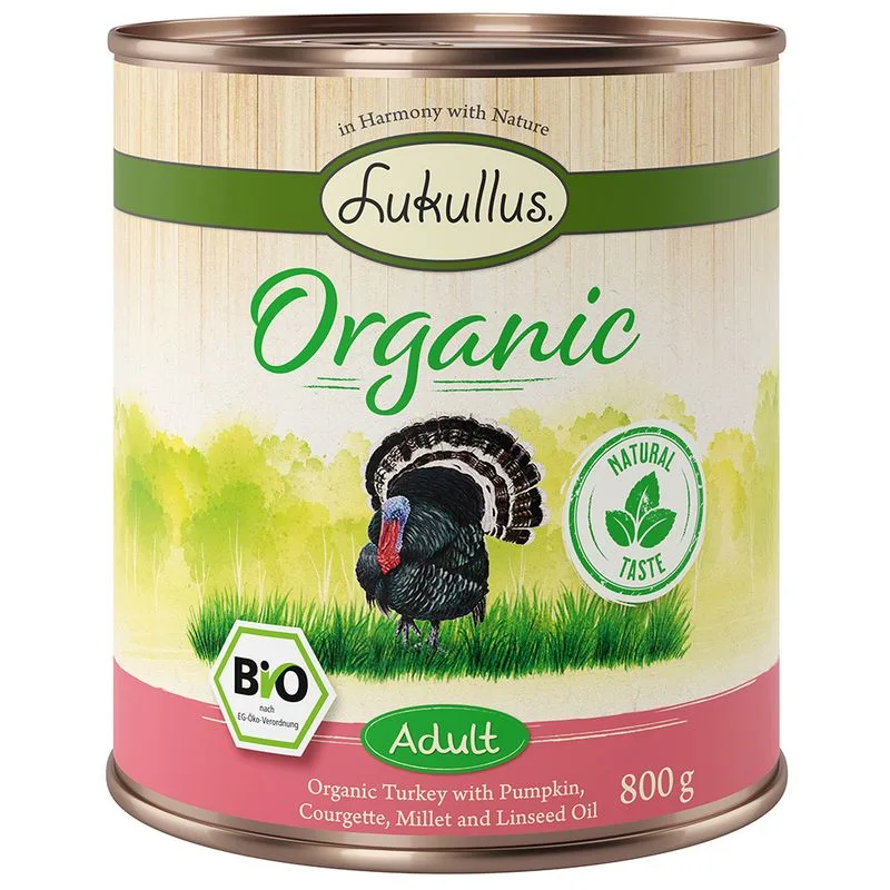 Lukullus Organic Adult 12 x 800 g (gluten-free) (Tacchino con Zucchine (gluten-free))
