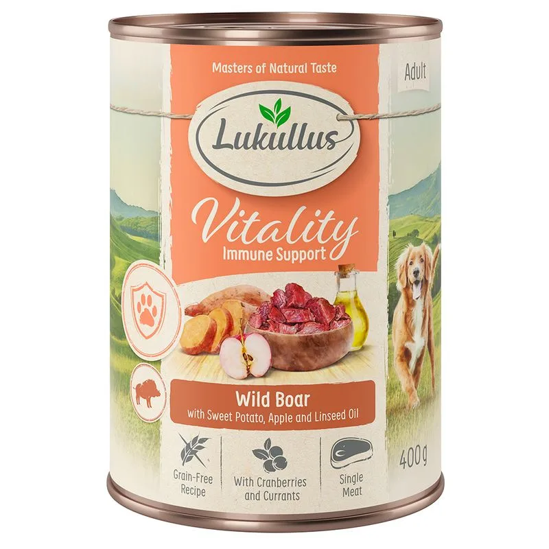 Lukullus Vitality 24 x 400 g (Immune Support - Cinghiale)