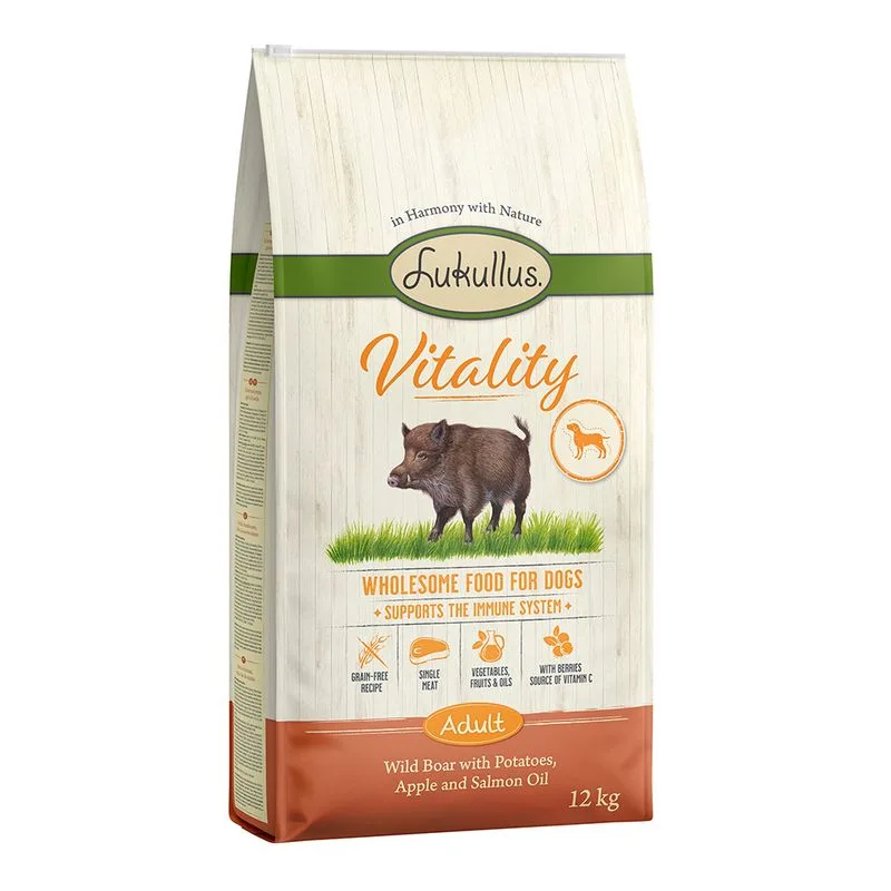 Lukullus Vitality Sistema immunitario Cinghiale - senza cereali Crocchette (Set %: 2 x 12 kg)