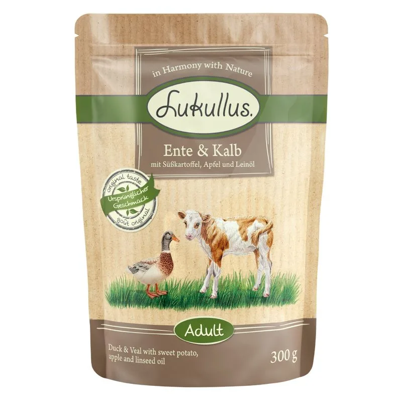 Lukullus Adult senza cereali in buste 6 x 300 g (Anatra & Vitello)