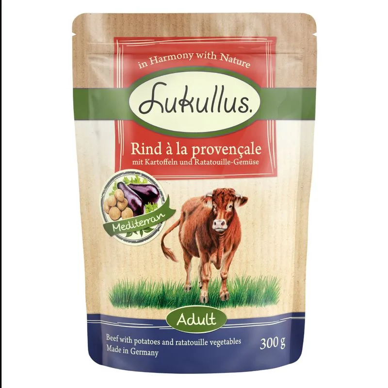 Lukullus Adult senza cereali in buste 6 x 300 g (Manzo alla Provenzale)
