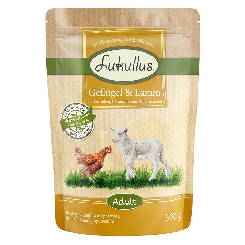Lukullus Adult senza cereali in buste 6 x 300 g (Pollame & Agnello)