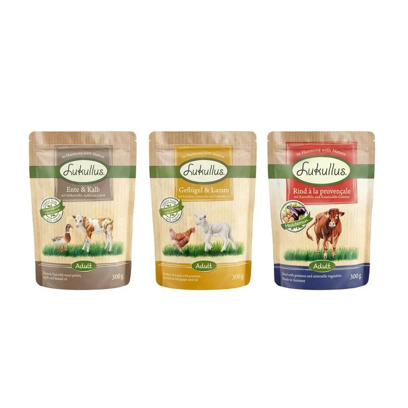 Set prova misto! Lukullus senza cereali (6 x 300 g Buste)