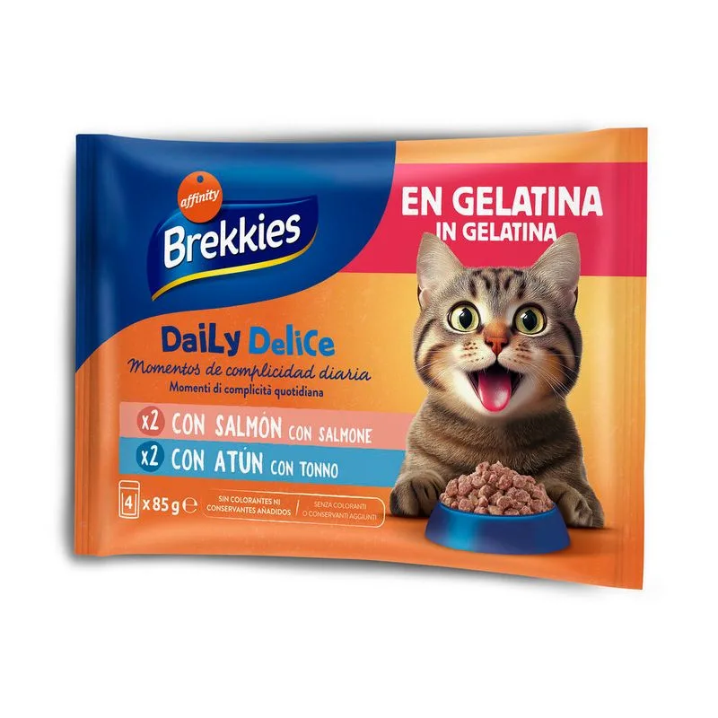 Brekkies Daily Delice 24 x 85 g (Salmone & Tonno in Gelatina)
