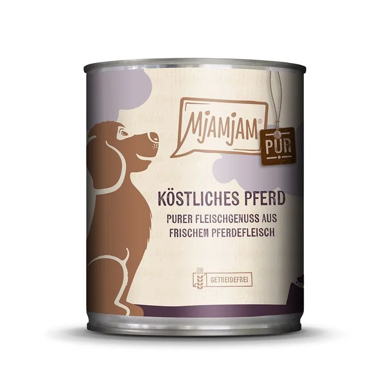 MjAMjAM Sapore autentico di carne 6 x 800 g Umido cane (Cavallo puro)