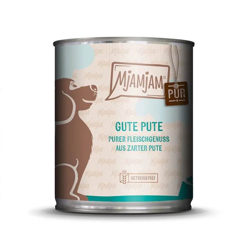MjAMjAM Sapore autentico di carne 6 x 800 g Umido cane (Tacchino)