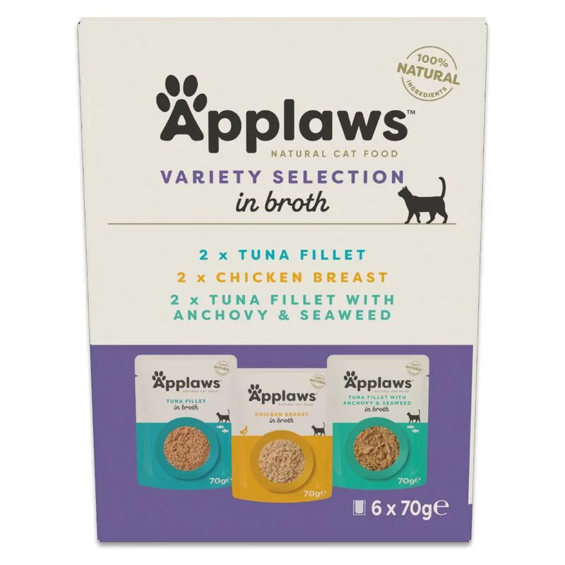 Set prova! Applaws Buste in Brodo 24 x 70 g (Mix Tonno e Pollo (Filetto di Tonno / Filetto di Tonno con Acciughe / Petto di Pollo))