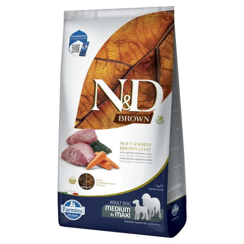 Farmina N&D Dog Brown Adult Medium & Maxi Agnello, Spirulina & Carota (Set %: 2 x 7 kg)