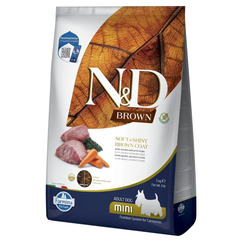 Farmina N&D Dog Brown Adult Mini Agnello, Carota e Spirulina (Set %: 2 x 5 kg)