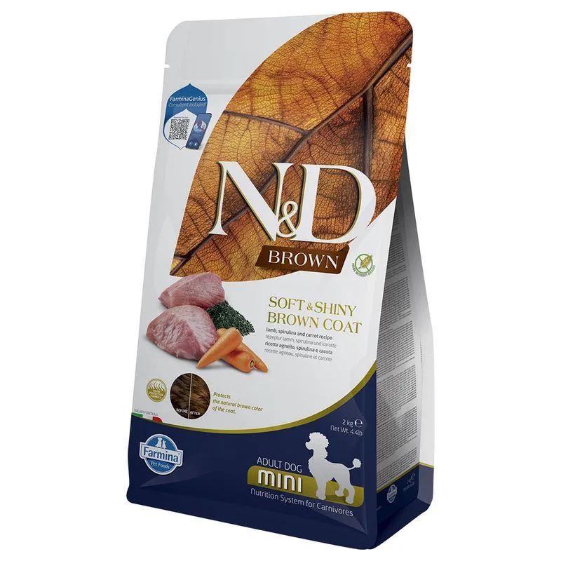 Farmina N&D Dog Brown Adult Mini Agnello, Carota e Spirulina (Set %: 3 x 2 kg)