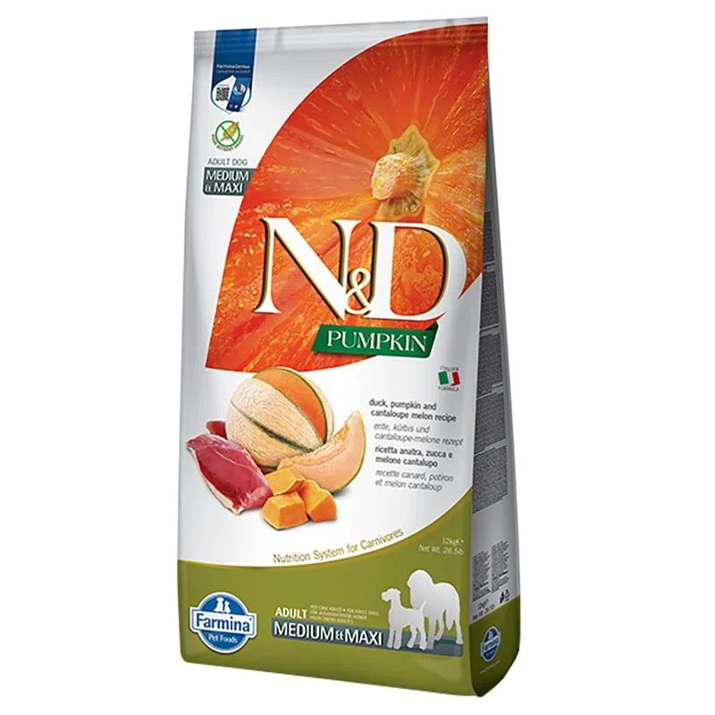 Farmina N&D Pumpkin Adult Medium/Maxi Anatra, Zucca e Melone cantalupo (Set %: 2 x 12 kg)