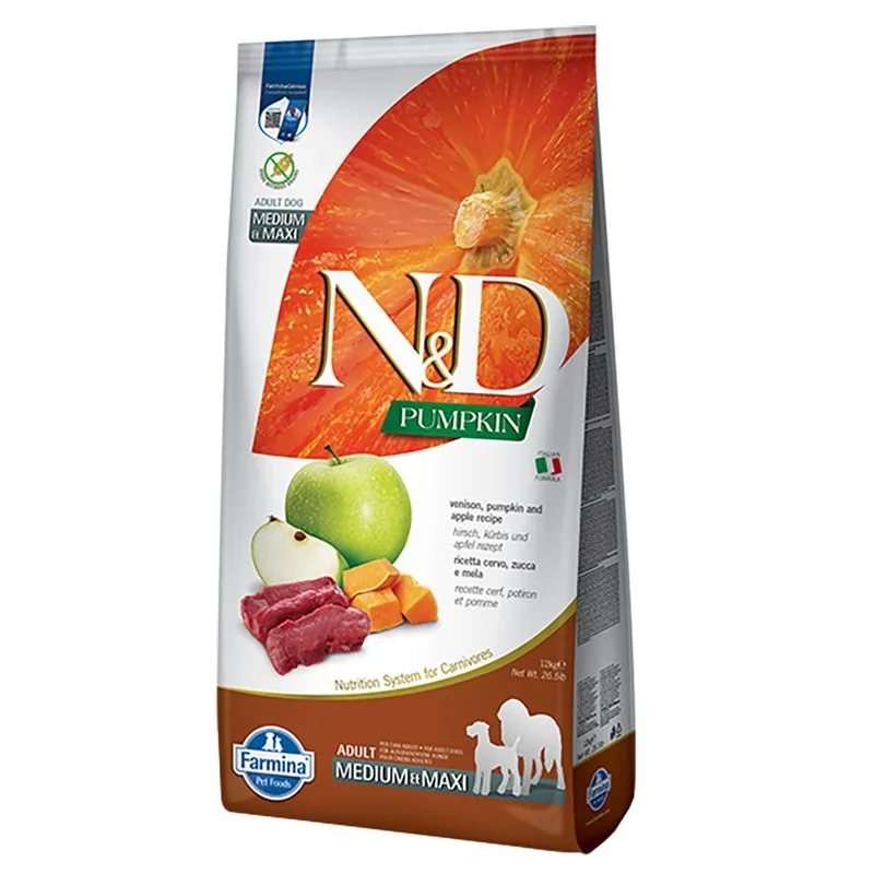 Farmina N&D Pumpkin Adult Medium/Maxi Cervo, Zucca e Mela (Set %: 2 x 12 kg)