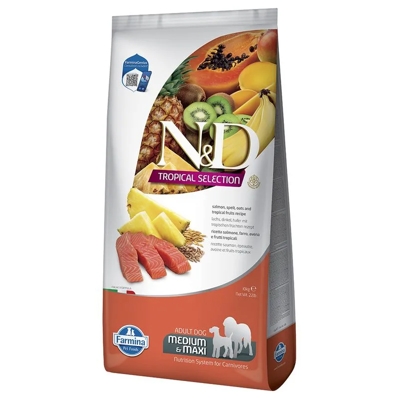 Farmina N&D Tropical Selection Adult Medium/Maxi Salmone Crocchette cane (Set %: 2 x 10 kg)