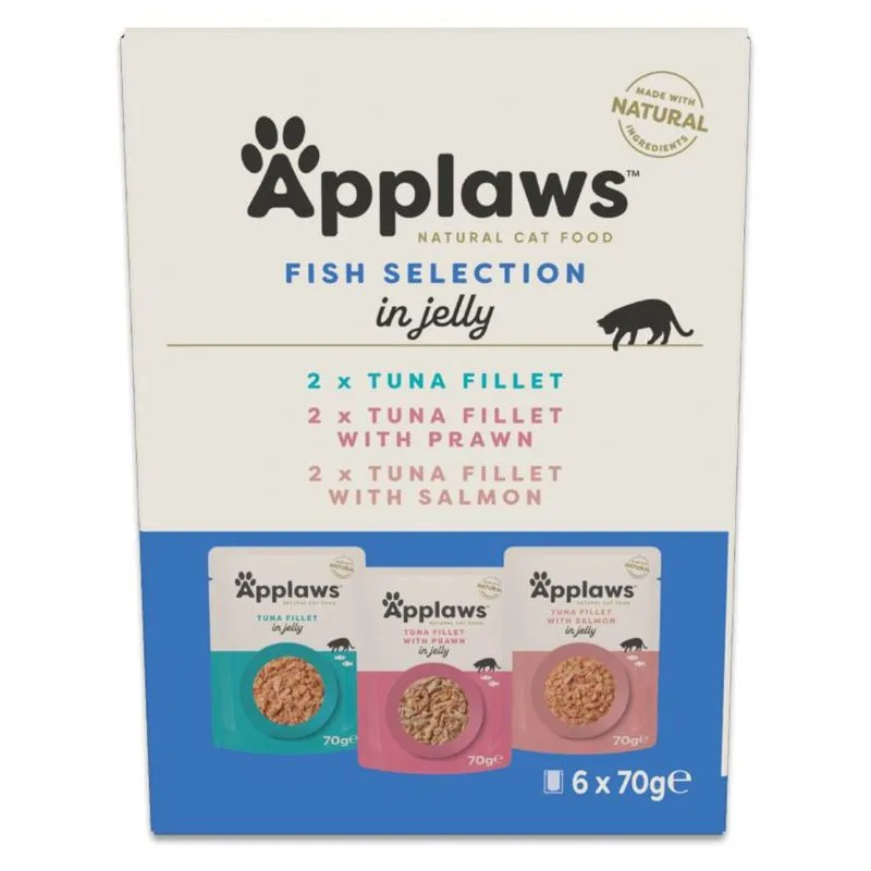 Set prova! Applaws Buste in gelatina 48 x 70 g (Selezione con Pesce: Filetto di Tonno, Filetto di Tonno con Salmone, Filetto di Tonno con Gamberetti)