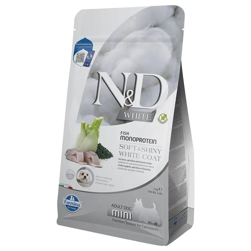 Farmina N&D Dog Adult Mini White Spigola, Finocchio e Spirulina (Set %: 3 x 2 kg)