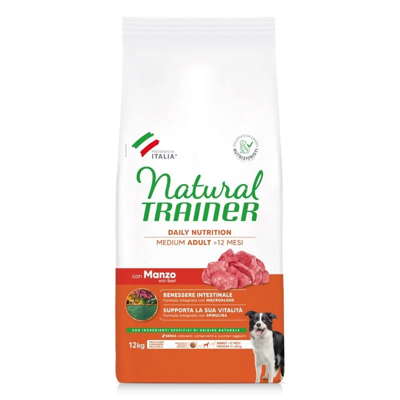 Natural Trainer Adult Medium con Manzo Crocchette per cane (Set %: 2 x 12 kg)