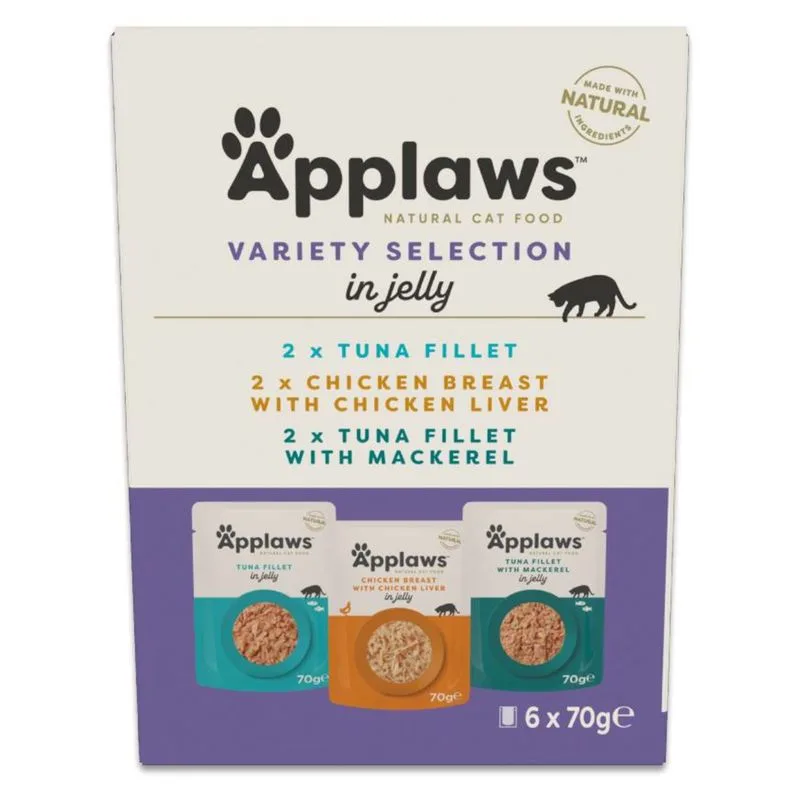 Set prova! Applaws Buste in gelatina 48 x 70 g (Selezione con Tonno & Pollo: Filetto di Tonno, Petto di Pollo con Fegato di Pollo, Filetto di Tonno con Gamberetti in Gelatina)
