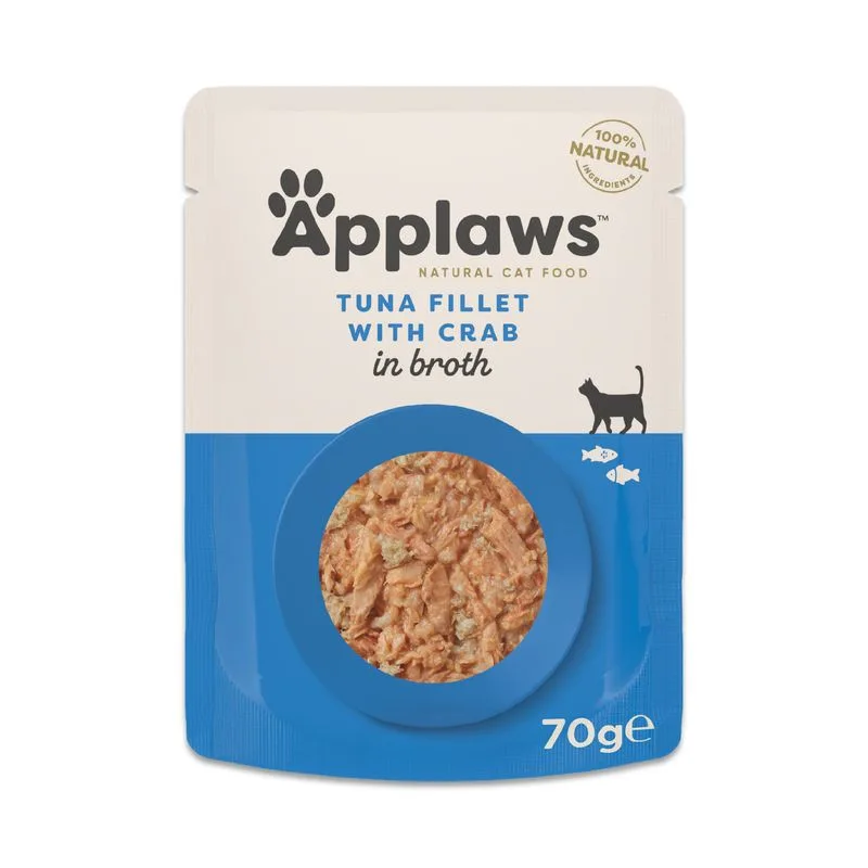 Set prova! Applaws Cat Natural in Brodo 48 x 70 g (Filetto di Tonno con Granchio)