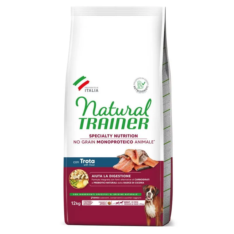 Natural Trainer No Grain Adult Medium & Maxi con Trota (Set %: 2 x 12 kg)