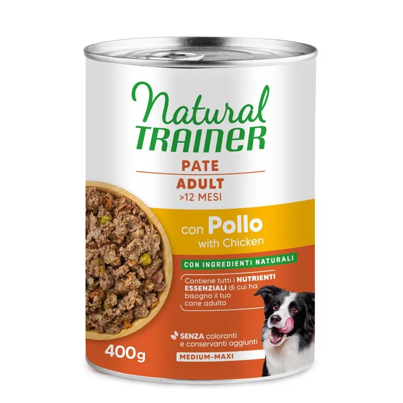 Natural Trainer Pate Adult Medium & Maxi 24 x 400 g (con Pollo)