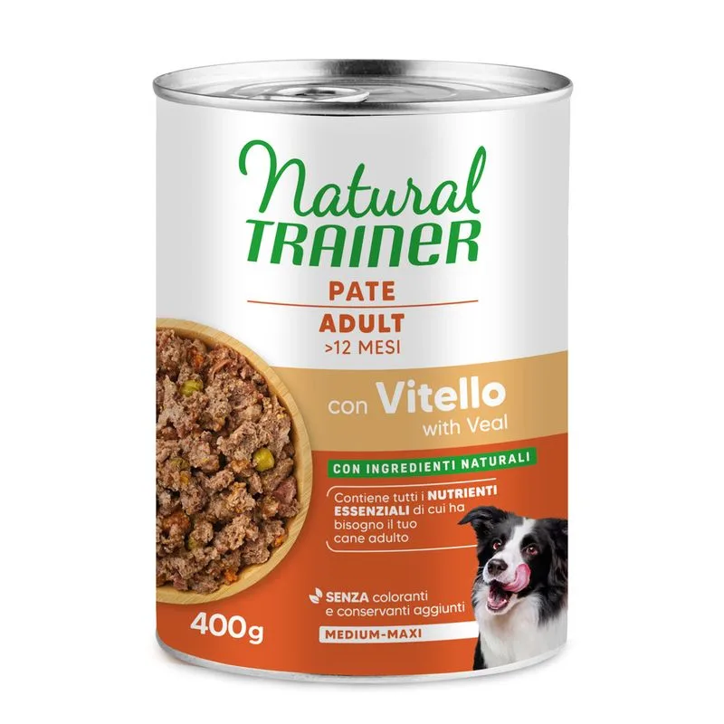 Natural Trainer Pate Adult Medium & Maxi 24 x 400 g (con Vitello)