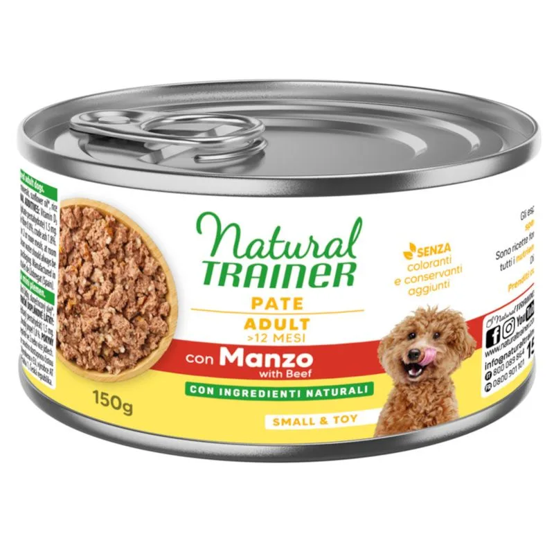 Natural Trainer Pate Small & Toy Adult 6 x 150 g (con Manzo)