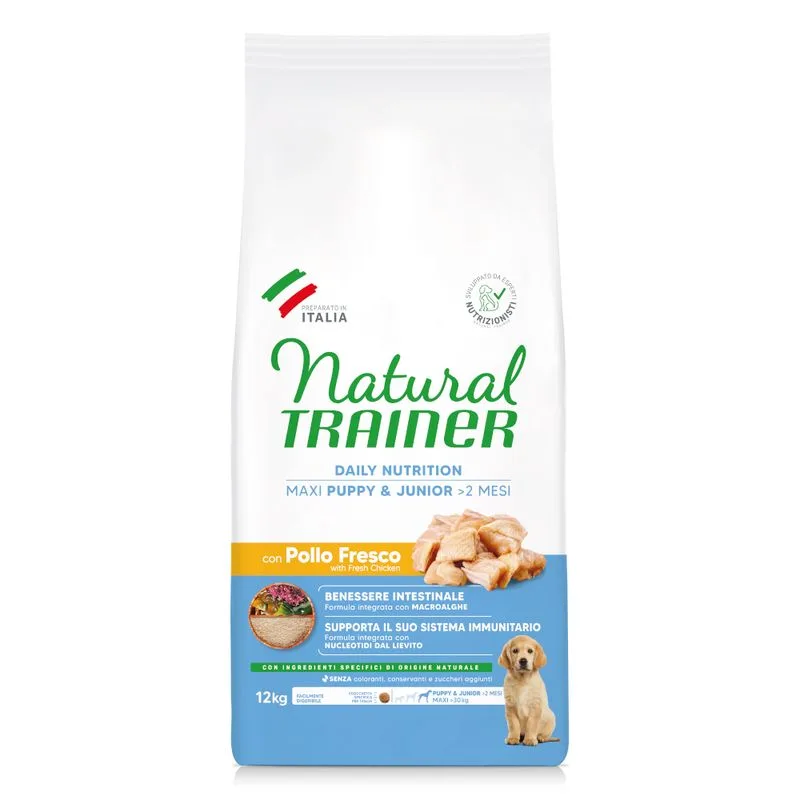 Natural Trainer Puppy & Junior Maxi con pollo Crocchette per cane (Set %: 2 x 12 kg)