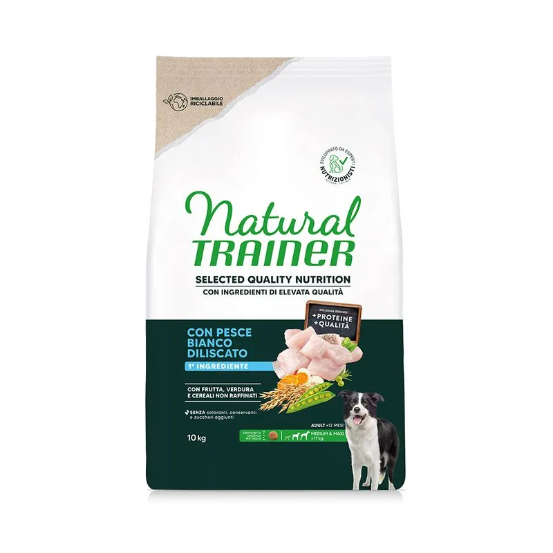 Natural Trainer Selected Quality Nutrition Adult Medium & Maxi Pesce bianco (Set %: 2 x 10 kg)