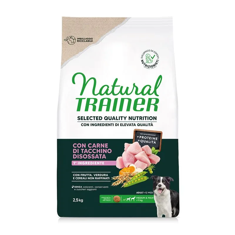 Natural Trainer Selected Quality Nutrition Adult Medium & Maxi Tacchino (Set %: 2 x 2,5 kg)
