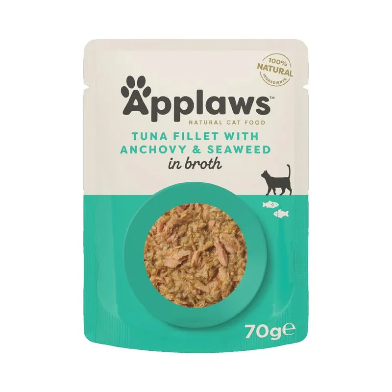 Set prova! Applaws Cat Natural in Brodo 48 x 70 g (Filetto di tonno con Alici)