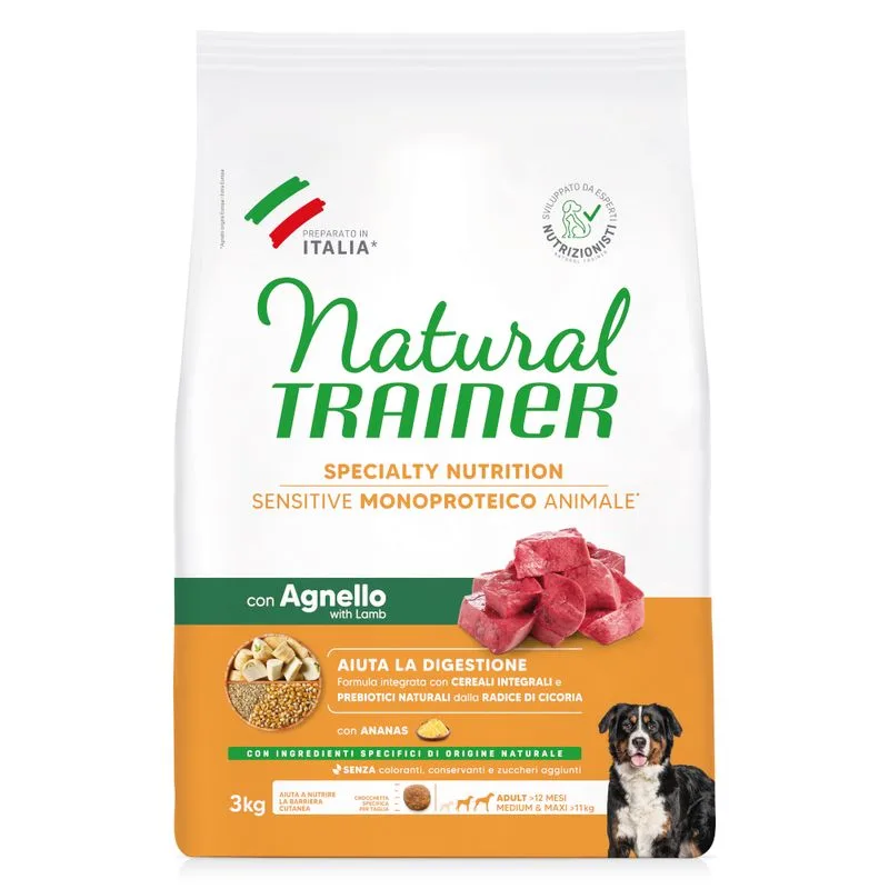 Natural Trainer Sensitive Adult Medium & Maxi con Agnello Crocchette cane (Set %: 2 x 3 kg)