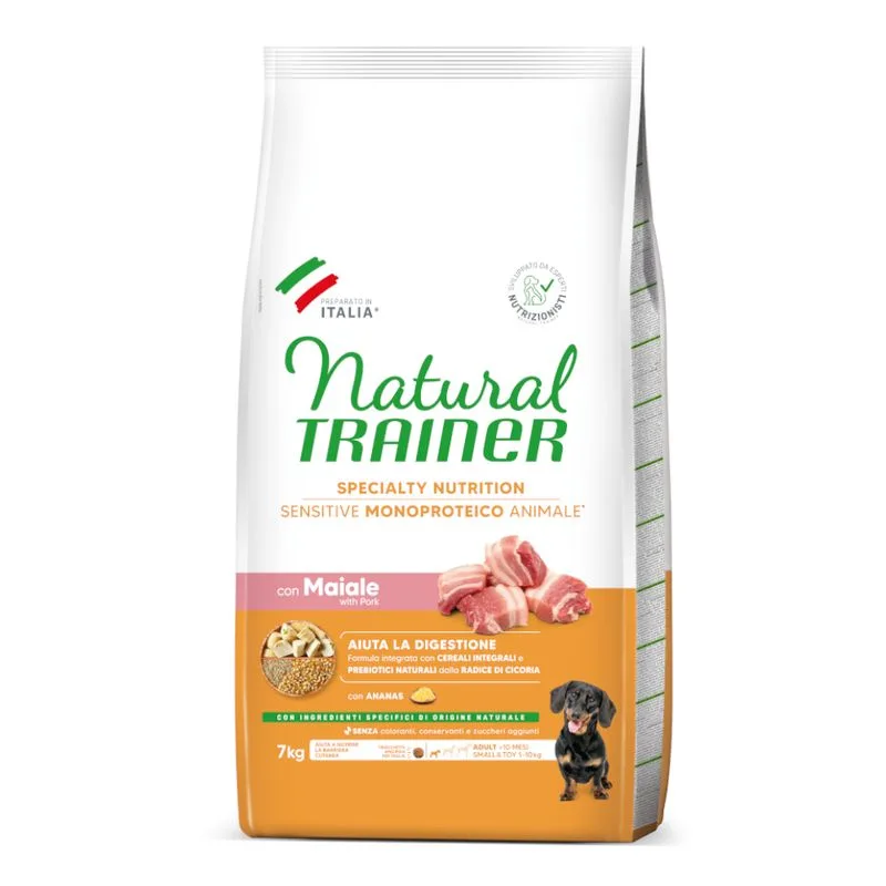 Natural Trainer Sensitive Adult Small & Toy con Maiale (Set %: 2 x 7 kg)