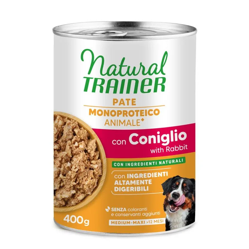 Natural Trainer Sensitive No Gluten Medium & Maxi Adult Umido per cane (Set %: 24 x 400 g Coniglio)