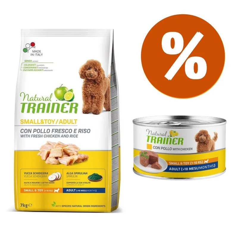 Set prova misto! Natural Trainer Adult Small & Toy secco + umido (con Pollo)