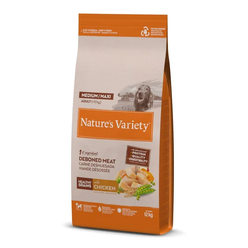 Nature's Variety Healthy Grains Adult Medium/Maxi Pollo Crocchette cane (Set %: 2 x 12 kg)